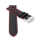 Rallye Kalbsleder Uhrenarmband Modell Drift schwarz-rot 20 mm