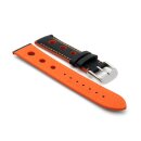 Rallye Kalbsleder Uhrenarmband Modell Drift schwarz-orange 24 mm