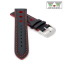 Rallye Easy-Klick Kalbsleder Uhrenarmband Modell Drift schwarz-rot 20 mm