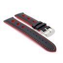 Rallye Easy-Klick Kalbsleder Uhrenarmband Modell Drift schwarz-rot 24 mm