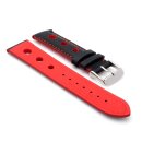 Rallye Easy-Klick Kalbsleder Uhrenarmband Modell Drift schwarz-rot 24 mm