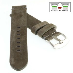 Easy-Klick Veloursleder Uhrenarmband Modell Colorado khaki-grün 22 mm