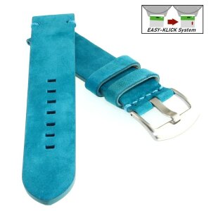Easy-Klick Veloursleder Uhrenarmband Modell Colorado türkis 24 mm