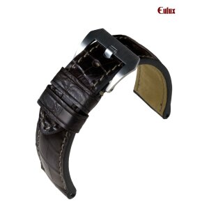Eulux echt Nil-Krokodil Uhrenarmband Modell Portofino mocca 24/24 mm, komp.Panerai