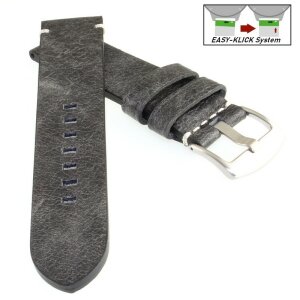 Easy-Klick Vintage Antik-Rindleder Uhrenarmband Modell Aspirito stone-grau 24 mm