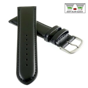 Feines englisches Bridle-Leder Easy-Klick Uhrenarmband Modell Cambridge-XL schwarz 20 mm