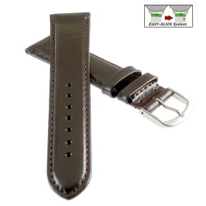 Feines englisches Bridle-Leder Easy-Klick Uhrenarmband Modell Cambridge-XL mocca 20 mm