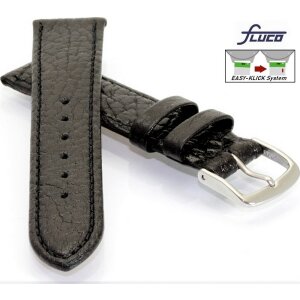Fluco Easy-Klick Uhrenarmband Modell Record-XS schwarz 18 mm Handarbeit