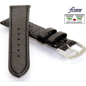 Fluco Easy-Klick Uhrenarmband Modell Record-XL schwarz 16 mm Handarbeit