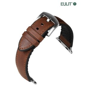 Eulit Hybrid Silikon-Leder Uhrenenband Modell Eutec-Waterproof-App cognac 22 mm