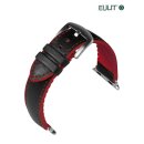 Eulit Hybrid Silikon-Leder Uhrenenband Modell Eutec-Waterproof-App schwarz-rot 20 mm