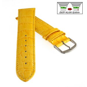 Feines Easy-Klick Alligator Leder Uhrenarmband Modell Genf-71S NL mais-gelb 24 mm