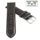 Feines Easy-Klick Alligator Leder Uhrenarmband Modell Genf-71S NL dunkel-grau 18 mm