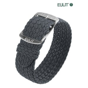 Eulit Perlon Durchzugs-Uhrenarmband Modell Atlantic-gebürstet grau 22 mm