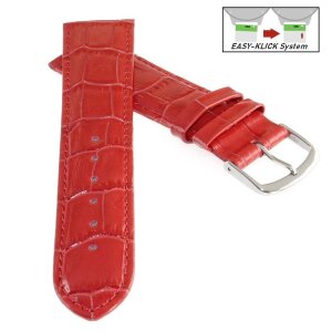 Easy-Klick Alligator Leder Uhrenarmband Modell Genf-71S XL-extralang rot 18 mm