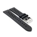 Soft Kalb-Nappa Rallye Uhrenarmband Modell Montreal-Golf-XL schwarz 20 mm