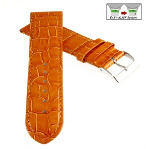 Easy-Klick Alligator Leder Uhrenarmband Modell Genf-71S XL-extralang aprikose-orange 22 mm