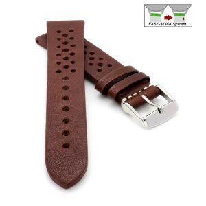 Easy-Klick Soft Kalb-Nappa Rallye Uhrenarmband Modell Montreal-Golf-XL mocca 20 mm
