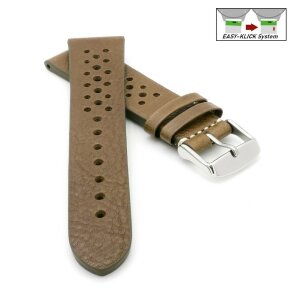 Easy-Klick Soft Kalb-Nappa Rallye Uhrenarmband Modell Montreal-Golf-XL khaki-grün 20 mm