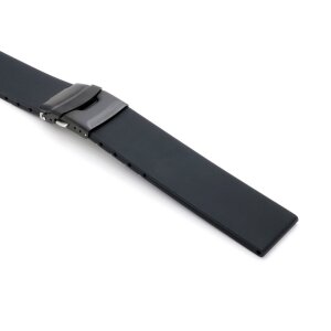 Silikon Uhrenarmband Modell Rhodos-FS-P schwarz 20 mm, Faltschließe