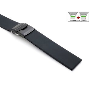 Easy-Klick Silikon Uhrenarmband Modell Rhodos-FS-P schwarz 22 mm, Faltschließe