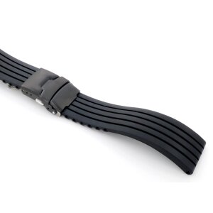 Silikon Uhrenarmband Modell Kreta-FS-P schwarz 24 mm, Faltschließe