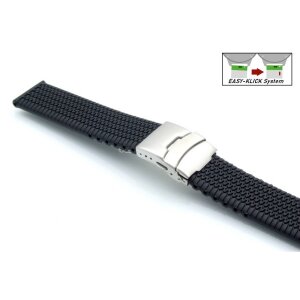 Easy-Klick Silikon Uhrenarmband Modell Performance-FS-S schwarz 24 mm mit Reifenmuster