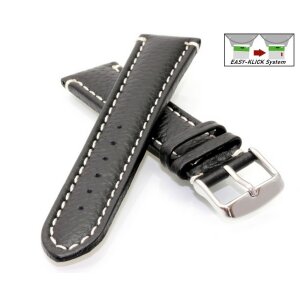 Easy-Klick Büffelleder Uhrenarmband Modell Buffalo schwarz 20 mm