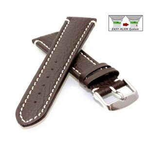 Easy-Klick Büffelleder Uhrenarmband Modell Buffalo-XL dunkel-braun 22 mm
