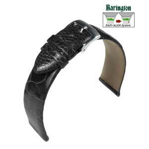 Barington Easy-Klick echt Straussbein Uhrenarmband schwarz 18 mm, Handarbeit