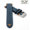 Easy-Klick Rindleder Uhrenarmband Modell Beluga-Gino blau-orange 20 mm