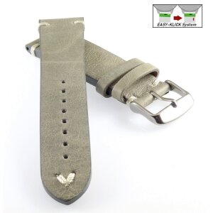 Easy-Klick Rindleder Uhrenarmband Modell Beluga-Pito grau-WN 24 mm