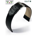 Feines Eulit Easy-Klick Alligator Uhrenarmband Modell Rainbow schwarz 16 mm ohne Naht