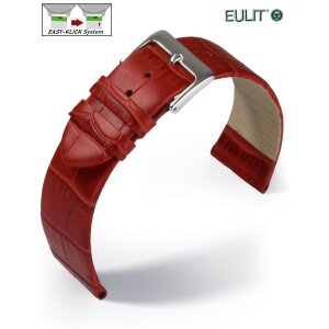 Feines Eulit Easy-Klick Alligator Uhrenarmband Modell Rainbow rot 18 mm ohne Naht