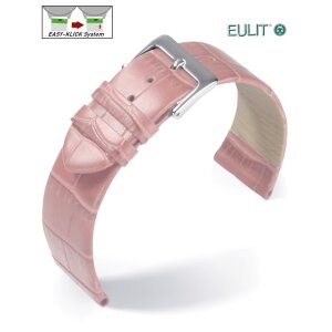 Feines Eulit Easy-Klick Alligator Uhrenarmband Modell Rainbow rosa 18 mm ohne Naht