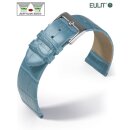 Feines Eulit Easy-Klick Alligator Uhrenarmband Modell Rainbow hell-blau 18 mm ohne Naht