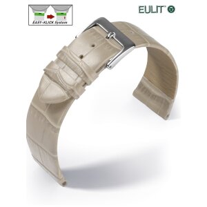 Feines Eulit Easy-Klick Alligator Uhrenarmband Modell Rainbow beige-creme 20 mm ohne Naht