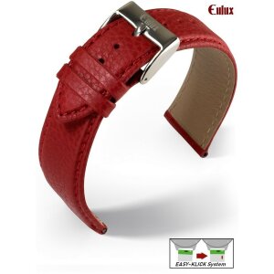 Eulux Easy-Klick Oliven-Leder Uhrenarmband Modell Olive rot 18 mm, Handarbeit