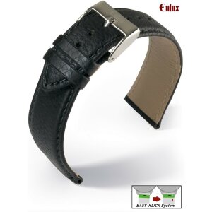 Eulux Easy-Klick Oliven-Leder Uhrenarmband Modell Olive schwarz 22 mm, Handarbeit