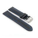 Französisches, softweiches Uhrenarmband Modell Paris schwarz-blau 22 mm