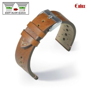 Eulux Easy-Klick Soft-Pferdeleder Uhrarmband Modell Cavallo gold-braun 20 mm