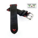 Easy-Klick Rindleder Uhrenarmband Modell Beluga-Coke-NL schwarz-rot 18 mm, Coke Farben