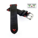 Easy-Klick Rindleder Uhrenarmband Modell Beluga-Coke-NL schwarz-rot 20 mm, Coke Farben