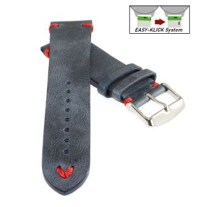 Easy-Klick Rindleder Uhrenarmband Modell Beluga-Pepsi-NL blau-rot 20 mm, Pepsi Farben