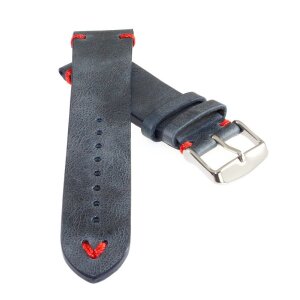 Easy-Klick Rindleder Uhrenarmband Modell Beluga-Pito-XL blau-rot 20 mm, Pepsi Farben