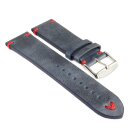 Easy-Klick Rindleder Uhrenarmband Modell Beluga-Pito-XL blau-rot 20 mm, Pepsi Farben