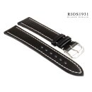 Rios1931 Uhrenarmband echt Juchtenleder Modell Pensa schwarz 20/16 mm, Handarbeit