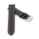 Französisches, softweiches Uhrenarmband Modell Paris schwarz-rot 20 mm