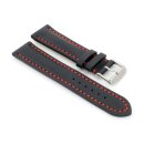 Französisches, softweiches Uhrenarmband Modell Paris schwarz-rot 20 mm