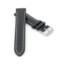 Französisches, softweiches Uhrenarmband Modell Paris schwarz-WN 22 mm